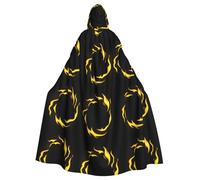 YYHWHJDE Burning wind fire ball Printed Halloween Adult Hooded Cloak No Zipper, Comfortable & Durable for Role-Playing
