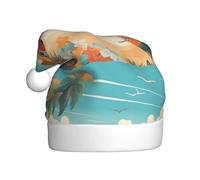 YYHWHJDE Bus Beach Seaside Scene Prints Christmas Hat for Adult Making It a Fun and Durable Gift for Men and Women