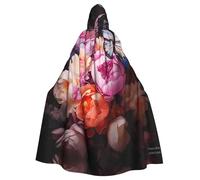YYHWHJDE Butterflies and Fresh Bush Printed Halloween Adult Hooded Cloak No Zipper, Comfortable & Durable for Role-Playing