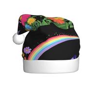 YYHWHJDE Butterflies chasing rainbows Pattern Christmas Hat for Adult quality festive accessory crafted soft, lightweight