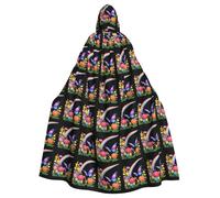 YYHWHJDE Butterflies Chasing Rainbows Pattern Halloween Adult Hooded Cape Cloak - Super Large Hooded Cloak No Zipper