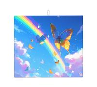 YYHWHJDE Butterflies On The Rainbow Printed Kitchen Absorbent pad, Super Absorbent Microfiber, Oversized Anti Slip