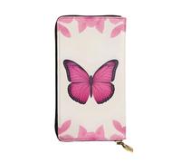 YYHWHJDE Butterfly Pink Picture Quality Leather Long Clutch Wallet Designed for Fashion Girls and Women Stylish 7.48 x 4.13 in
