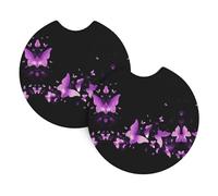 YYHWHJDE butterfly purple Prints Car Cup Coasters 2-Pack - High-Density Neoprene Layers, Extreme Temp Resistant - Universal Fit & Superior Spill Protection