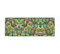 YYHWHJDE Cactus Floral Bloom Extra Large Rubber Desk Mat 12x31.5in