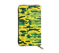 YYHWHJDE Camo Yellow & Green Picture Quality Leather Long Clutch Wallet Designed for Fashion Girls and Women Stylish 7.48 x 4.13 in