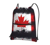 YYHWHJDE Canadian flag Prints Drawstring Zipper Backpack - Lightweight Water-Resistant Gym Bag for Travel, Yoga, and Everyday Adventures