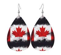 YYHWHJDE Canadian flag Prints Water Drop Leather Earrings - Stylish Dangle Throw for Parties, Vibrant Color Layering, Non-Fading Finish