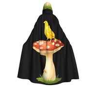 YYHWHJDE Canary on a mushroom Prints Halloween Adult Hooded Cloak for Parties and Costumes