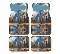 YYHWHJDE Car Floor Mats 4-Piece Set - Non-Slip, Easy to Clean | Universal Fit for Most Cars, Trucks, and Vans - Black Edging Beautiful Yosemite National Park Printing