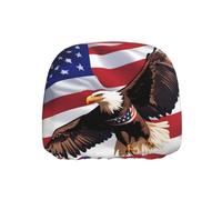 YYHWHJDE Car Headrest Cover 1 Pcs - Soft Polyester Spandex, Highly Elastic | Breathable Protector for Cars Vans Trucks, Easy Install USA Patriotic Eagle with American Flag Picture