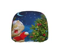 YYHWHJDE Car Headrest Cover 1 Pcs - Soft Polyester Spandex, Highly Elastic | Breathable Protector for Cars Vans Trucks, Easy Install Cute Cat Sing Christmas Carols Picture