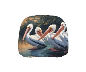 YYHWHJDE Car Headrest Cover 1 Pcs - Soft Polyester Spandex, Highly Elastic | Breathable Protector for Cars Vans Trucks, Easy Install Pelicans Art Print Picture