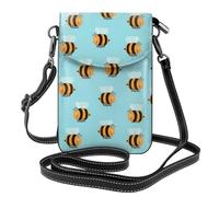 YYHWHJDE Cartoon Bee Pattern Genuine Leather Crossbody Phone Pouch