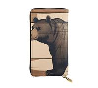 YYHWHJDE Cartoon Black Bear Printing Quality Leather Long Clutch Wallet Designed for Fashion Girls and Women Stylish 7.48 x 4.13 in