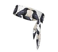 YYHWHJDE Cartoon black Ravens Pattern Sports headscarf, sweat absorbing and breathable, motion headband, double-sided kerchief