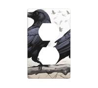 YYHWHJDE Cartoon Black Ravens Picture Double Socket Wall Panel Decorative is Durable and Suitable for Socket Light Switch Accessories 4.5x2.76in