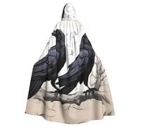 YYHWHJDE Cartoon Black Ravens Picture Halloween Adult Hooded Cape Cloak No Zipper, Comfortable For Costume Parties