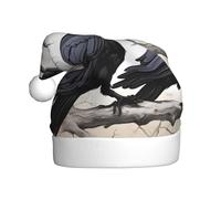 YYHWHJDE Cartoon black Ravens Prints Christmas Hat for Adult Making It a Fun and Durable Gift for Men and Women