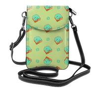 YYHWHJDE Cartoon bread slices Picture Ladies' mobile phone with leather foreskin, crossbody flip cover, small adjustable shoulder strap