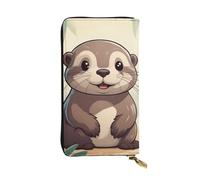 YYHWHJDE Cartoon Cute Otter Printing Quality Leather Long Clutch Wallet Designed for Fashion Girls and Women Stylish 7.48 x 4.13 in
