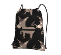 YYHWHJDE cartoon donkey Prints Drawstring Backpack - Lightweight Waterproof Gym Bag with Zipper Pocket - Ideal for Travel, Yoga & Sports