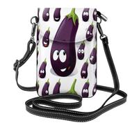YYHWHJDE Cartoon Eggplant Leather Crossbody Phone Pouch