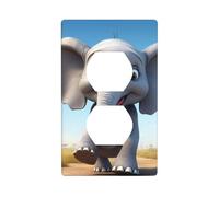 YYHWHJDE Cartoon Elephant Pattern Double Socket Wall Panel Decorative is Durable and Suitable for Socket Light Switch Accessories 4.5x2.76in