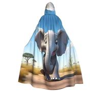 YYHWHJDE Cartoon Elephant Picture Halloween Adult Hooded Cloak for Role-Playing, Costumes, and Theme Parties