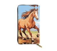 YYHWHJDE Cartoon Horse Printing Quality Leather Long Clutch Wallet Designed for Fashion Girls and Women Stylish 7.48 x 4.13 in