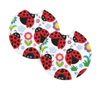 YYHWHJDE Cartoon Ladybug Flower Prints Car Cup Coasters 2-Pack - Premium Neoprene Drink Throws, Protect Cup Holders & Enhance Your Drive - Waterproof, Non-Slip Grip