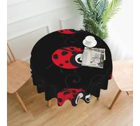 YYHWHJDE Cartoon Ladybug Prints 60in Round Table Throw - High-Grade Polyester Table Cover for Elegant Dining & Outdoor Events