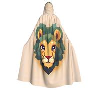 YYHWHJDE Cartoon lion Printing Halloween Adult Hooded Cloak for Parties and Costume Events