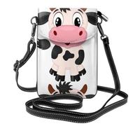 YYHWHJDE Cartoon Milk Cow Genuine Leather Crossbody Phone Pouch