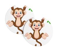 YYHWHJDE Cartoon monkey Prints Car Cup Coasters 2-Pack - Durable Neoprene Drink Holders Absorbent Quick-Drying Coasters for Standard Cup Holders, Protect Auto Interiors & Add Style