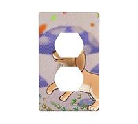YYHWHJDE Cartoon Mushroom with Dog Pattern Double Socket Wall Panel Decorative is Durable and Suitable for Socket Light Switch Accessories 4.5x2.76in