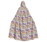 YYHWHJDE Cartoon mushroom with dog Picture Halloween Adult Hooded Cloak for Role-Playing, Costumes, and Theme Parties