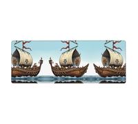 YYHWHJDE Cartoon Old Viking Boat Prints Extra Large Mouse pad Mousepad 12x31.5in for Office Gaming Learning