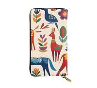 YYHWHJDE Cartoon Otomi Animals Printing Quality Leather Long Clutch Wallet Designed for Fashion Girls and Women Stylish 7.48 x 4.13 in