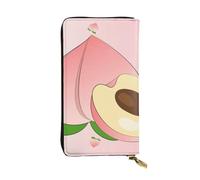 YYHWHJDE cartoon peach Picture Leather long clutch wallet Designed for fashion girls and women stylish and personalized 7.48 x 4.13 in, Black, One Size