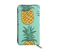 YYHWHJDE cartoon pineapple Picture Leather long clutch wallet Designed for fashion girls and women stylish and personalized 7.48 x 4.13 in, Black, One Size