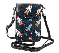 YYHWHJDE Cartoon Rocket Launch Direction Prints Small Leather Women'S Crossbody Flip Phone Bag, Waterproof And Durable