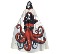 YYHWHJDE Cartoon Sailing Pirate Octopus Printing Halloween Adult Hooded Cloak for Parties and Costume Events