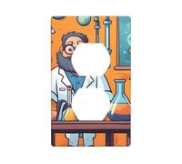 YYHWHJDE Cartoon Science Theme Picture Double Socket Wall Panel Decorative is Durable and Suitable for Socket Light Switch Accessories 4.5x2.76in