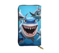 YYHWHJDE Cartoon Sharks Printing Quality Leather Long Clutch Wallet Designed for Fashion Girls and Women Stylish 7.48 x 4.13 in