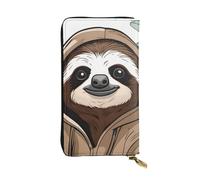 YYHWHJDE Cartoon Sloth Printed Leather long clutch wallet Designed for fashion girls and women stylish and personalized 7.48 x 4.13 in, Black, One Size