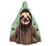 YYHWHJDE Cartoon Sloth Printing Halloween Adult Hooded Cloak for Parties and Costume Events