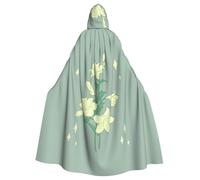 YYHWHJDE Cartoon white lilies Printing Halloween Adult Hooded Cloak for Parties and Costume Events