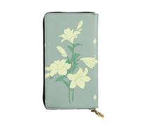 YYHWHJDE Cartoon White Lilies Printing Quality Leather Long Clutch Wallet Designed for Fashion Girls and Women Stylish 7.48 x 4.13 in