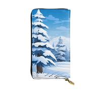 YYHWHJDE Cartoon winter landscape Printed Leather long clutch wallet Designed for fashion girls and women stylish and personalized 7.48 x 4.13 in, Black, One Size
